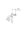 Diagram of Metroflush Quiet Piston Flush Valve For Toilets With 11-1/2 Inch Rough-In And 1-1/2 Inch Top Spud, 1.6 GPF measurements.