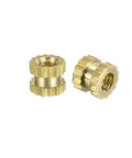 100 Pack Brass M2x0.4mm Female Knurled Threaded Insert For Injection Molding, Heat Or Ultrasonic Install, No Counterbore Needed