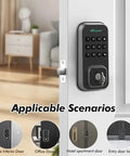 Close-up of Top Tier Smart Keyless Entry Door Lock With Digital Keypad And Built In WiFi Deadbolt for home and office use.