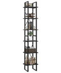 Gray 6 Tier Book Cabinet With Engineered Wood Build And 82.7 Inches Tall, Dope Storage Organizer featuring books and decor