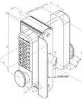 Heavy Duty Double Sided Digital Gate Lock For Left Handed Doors with adjustable length, electronic keypad, and white finish.