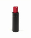 Black and red retractable table stop for woodworking, low flush mount bench dog, compact workbench accessory, 19mm diameter