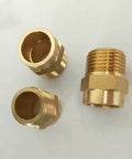 Three brass fittings from Pro Grade Brass Hose Fitting Set 3/8, 1/2, 3/4, 1 Inch BSP Male to Solder Cup Connector End Feed.