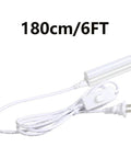 Linkable T5 And T8 LED Tube Power Extension Cord With On Off Switch, 6 Foot Long, 180cm, visible plug and switch, close-up view