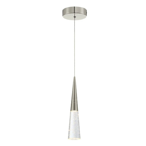 Dope Modern Crystal Pendant Light In Brushed Nickel, Mini Hanging Fixture For Kitchen Island And Bathroom
