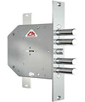 Triple Cylinder Lock For Armored Doors Gray Finish Heavy Duty Security Locking Mechanism Built To Last With Easy Install And Tight Fix Sturdy Steel Build For Maximum Protection visible in side view.