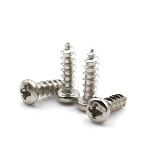 Close-up of 200 Piece Carbon Steel Cross Pan Head Self Tapping Screws Kit M1 Through M2 With 7mm Length Assorted Small Fasteners
