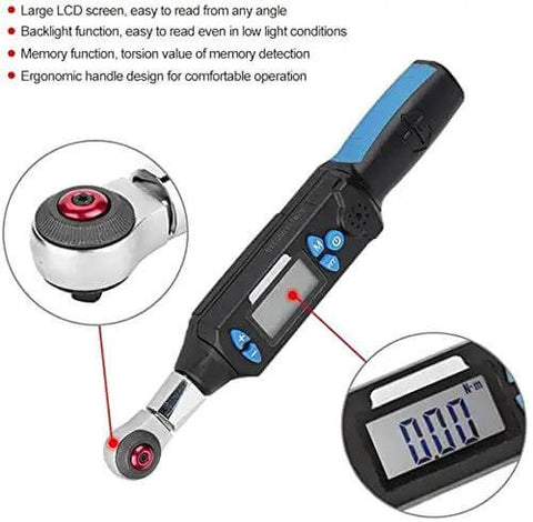 Dead Nuts Accurate Digital Torque Wrench Socket Set 1.5 To 30 Nm with large LCD display, ergonomic handle for easy operation.