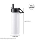 4 Pack Sublimation Blank Kids Tumbler 18 Oz White Stainless Steel Water Bottles With Straws featuring a wide mouth and handle