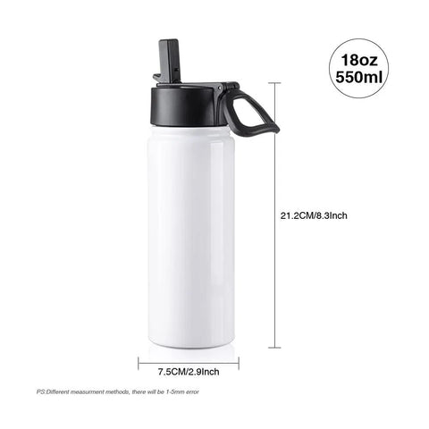 4 Pack Sublimation Blank Kids Tumbler 18 Oz White Stainless Steel Water Bottles With Straws featuring a wide mouth and handle