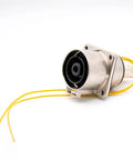 Heavy Duty Ev High Voltage Connector Metal One Pin Socket For Electric Vehicles 500 Amps, with yellow wire leads and metal design.