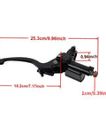 Left Hand Hydraulic Brake Lever Master Cylinder for Mini Bike ATV Quad Dirt Bikes, Seven Eighths Inch with dimensions