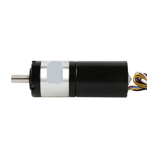 Industrial Heavy Duty Brushless DC Planetary Gear Motor 12V And 24V With Built In Drive For Automation Machinery side view with shaft and wires