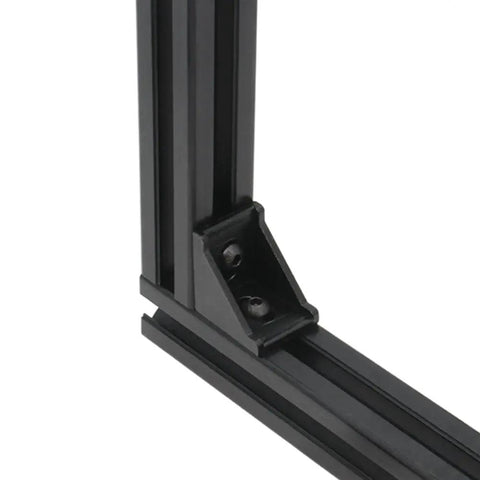 Black 3030 Right Angle Corner Brackets Kit With M6 Screws and T Nuts for 3030 Aluminum Extrusion 8mm profile installed on frame