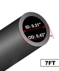 Cross-section view of a Rugged Heavy Duty Fuel Line Hose With Connector For Boats And RVs, Five Sixteenth Inch Inner Diameter, Seven Foot Long, Primer Bulb Included, Steel Clamps, Marine Outboard Motor Fuel Line, Flexible Rubber Hose With Flow Arrow To Prevent Backflow showcasing inner and outer diameter measurements.