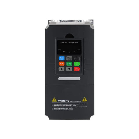 Beefed Up 5HP 480V Three Phase VFD Inverter For Industrial Motors, 3.7 kW Output, front view showing control panel and buttons