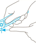 Illustration of how to safely use the Concealed Blade Safety Cutter For Box Tape And Shrink Wrap with ergonomic handle and secure cut every time.