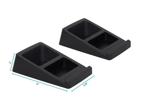 Tilted Wedge Desktop Speaker Stands Pair for Small Speakers, Dope Anti-Vibration Design, 15 Degree Tilt, Durable Thermoplastic Rubber