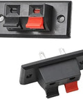 Two Pack 2 Way Speaker Spring Connectors Plug And Play Terminal Clips For Quick Speaker Wiring, 2 Pins And 2 Positions, Red Black Coding