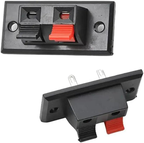 Two Pack 2 Way Speaker Spring Connectors Plug And Play Terminal Clips For Quick Speaker Wiring, 2 Pins And 2 Positions, Red Black Coding