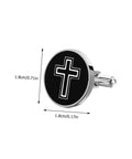 Black Cross Pattern Titanium Steel Cufflinks For Men, Sharp Dress Shirt Fasteners For Business, Wedding, And Party, Polished Button