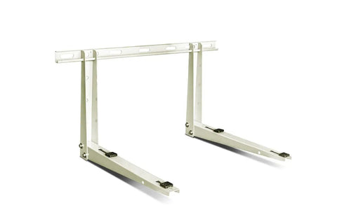 Heavy Duty Steel Wall Condenser Bracket With Sliding Cross Bar, Powder Coat Finish, White, 500 Pound Capacity For HVAC Condensers And Equipment Mounting
