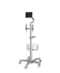 Smooth Rolling Laptop Cart With No Sweat Height Adjustments And Tilting Top For Game Changing Mobile Computer Workstation Or Your Cozy Studio Breeze on a rolling base with a monitor holder.