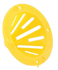 Close-up of a yellow plastic cone from the One Way Beehive Entrance Gate Cone Tool Set For Beekeeping Yellow 10 Pieces Durable Plastic Bee Escape Equipment Queen Exclusion Design Easy Entry And Exit Control For Beginners And Pros Beekeepers.