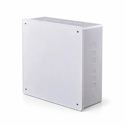 12x12x3 White PVC Junction Box Heavy Duty Built To Last Plastic Conduit Box With Pre Molded Knockouts and Snap Off Cover