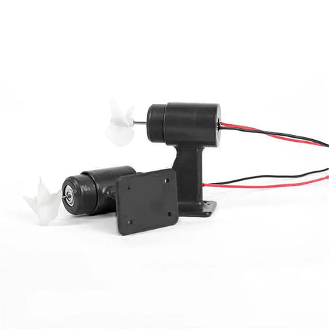 12V Underwater Jet Boat Propeller With Three Blade Thruster for DIY RC ROV projects, black casing with white propellers visible.