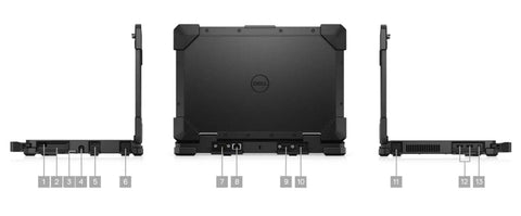 Intel Core I7-1185G7 Refurbished 13.3 Inch Latitude Rugged Laptop rear view with ports visible, showcasing robust design.