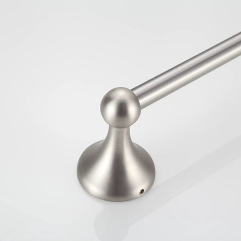 Close-up of Brushed Nickel Adjustable Towel Bar 24 Inch Expandable 4 Piece Bathroom Hardware Set wall mount detail