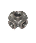Five Pack Half Inch Pipe Fitting Outlet Cross Five Way Female Connectors For DIY Industrial Decor Steampunk Vibe Nipple Set Durable Steel Gray