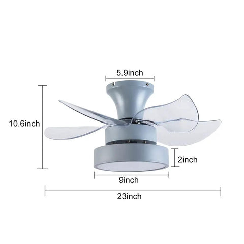 Ceiling Fan with Light 6 Speeds Control Modern for Living Room Bedroom 36W, gray finish, 23-inch size with clear blades.