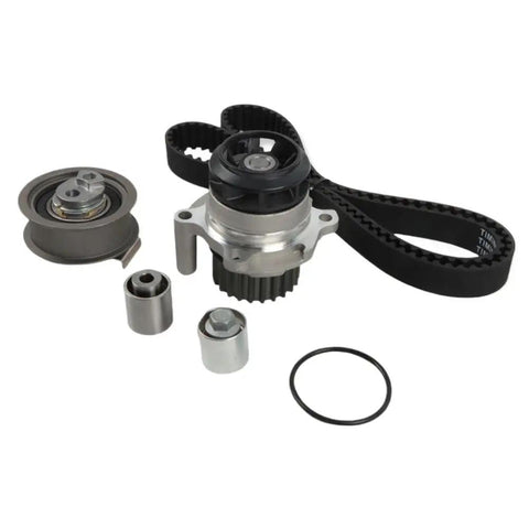 Timing Belt Kit With Water Pump Set Fits Audi A3 A4 TT 2005 2014 20T 20L BPY BWT CDMA Engines close-up with belt, pump, pulleys, and O-ring