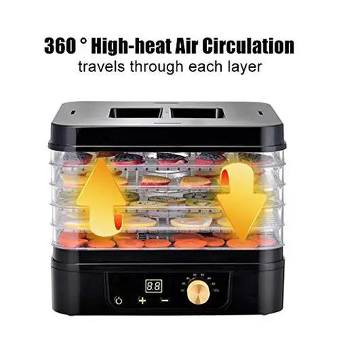 Professional Beast Mode Electric Food Dehydrator With 5 Stackable Trays And Digital 48 Hour Timer Adjustable Temp for fruit drying