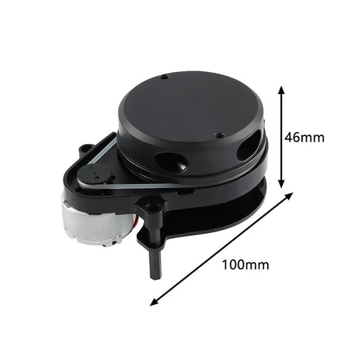 Side view of 360 Degree LiDAR Range Sensor Module For Arduino And Raspberry Pi, 100mm by 46mm, for DIY robotics projects.