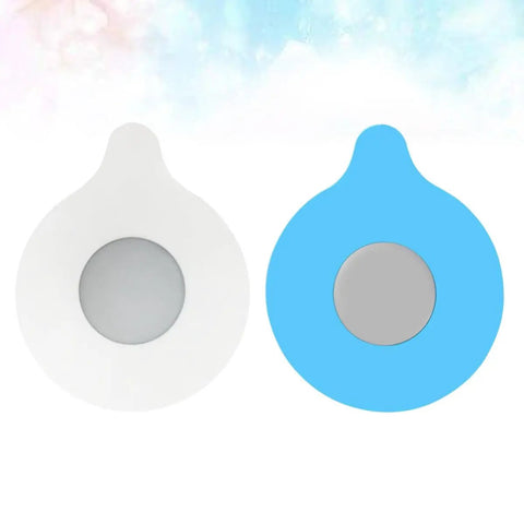2pcs Silicone Bathtub Plug Drain Stopper, Flat Cover in white and blue colors, round design for effective sealing.