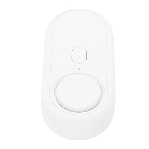 Glass Break Alarm Sensor 65-120 dB Range With Adjustable Sensitivity, Vibration Detector For Home Security Doors, No Brainer Install Anti Theft Alarm System, Real Time Alerts, Reduces False Alarms, Perfect For Windows And Doors, white plastic front view