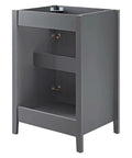Side view of Nantucket 24 Inch Walnut Bathroom Vanity Cabinet For Modern Bath With Sleek Lines And Solid Build Ample Storage Durable Wood Grain Look Sink Basin Not Included