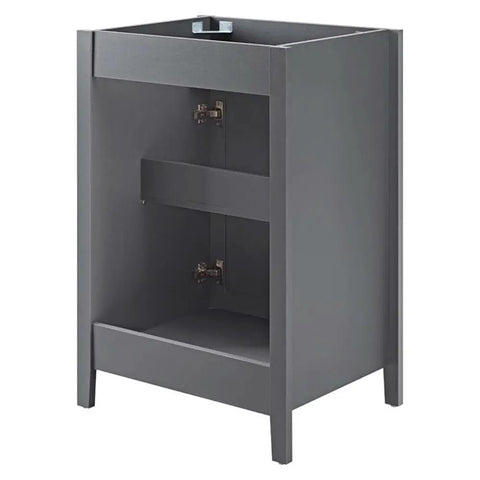 Side view of Nantucket 24 Inch Walnut Bathroom Vanity Cabinet For Modern Bath With Sleek Lines And Solid Build Ample Storage Durable Wood Grain Look Sink Basin Not Included