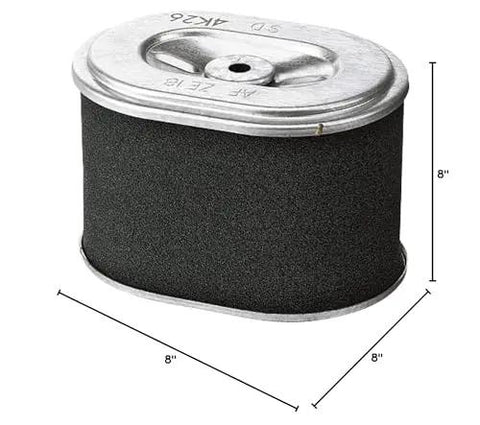 Honda Air Filter 17210 Z4M 821 Replacement for GX120 GX140 GX160 GX200 Engines, silver and black, side view with dimensions