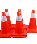 12 Pack 18 Inch PVC Traffic Cones For Road Work And Parking Lot Safety, Weighted Hazard Markers, Fluorescent Orange With 4 Inch Reflective Strips, Durable Construction Cones For Day Or Night Use