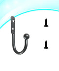 Hella Compact Black Metal Wall Hooks For Belts And Keys With Vintage Iron Curve Super Durable Purse Hangers showing a single black iron wall hook.
