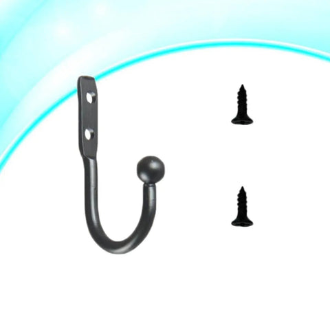 Hella Compact Black Metal Wall Hooks For Belts And Keys With Vintage Iron Curve Super Durable Purse Hangers showing a single black iron wall hook.