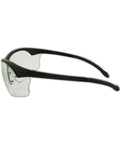 144 Count Bulk Pack Black Frame Reading Glasses with 1.50 Diopter Crystal Clear Polycarbonate Lenses side view for comfort and impact resistance.