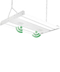 Linear LED High Bay Light Beast Bright 40635LM 2Ft 301W for warehouse with hanging chains and sensor symbols