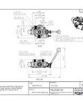 Blueprint of Beefy Directional Control Valve 4 Way 3 Position Single Spool Spring Center To Neutral Cast Iron Body 3000 PSI Rating