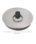 Rubber Bathtub Stopper 2pcs for Bathroom and Laundry Drain Use, round design, 2.4 in, with a black center knob.