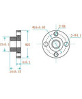 Technical drawing of 2 Pack Z Axis T8 Lead Screw POM Nut for 3D Printers I3 Series MK2 MK2S MK3 MK3S with precise measurements.